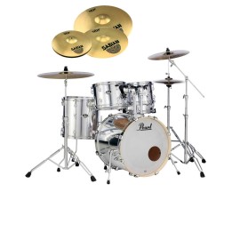 Pearl Export EXX, EXX725SBR/C49, 5-Piece Drum Set with Hardware and Sabian SBr Cymbals Set, Mirror Chrome