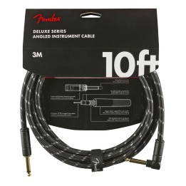 Fender 10ft Deluxe Series Instrument Cable Angle, Black Tweed