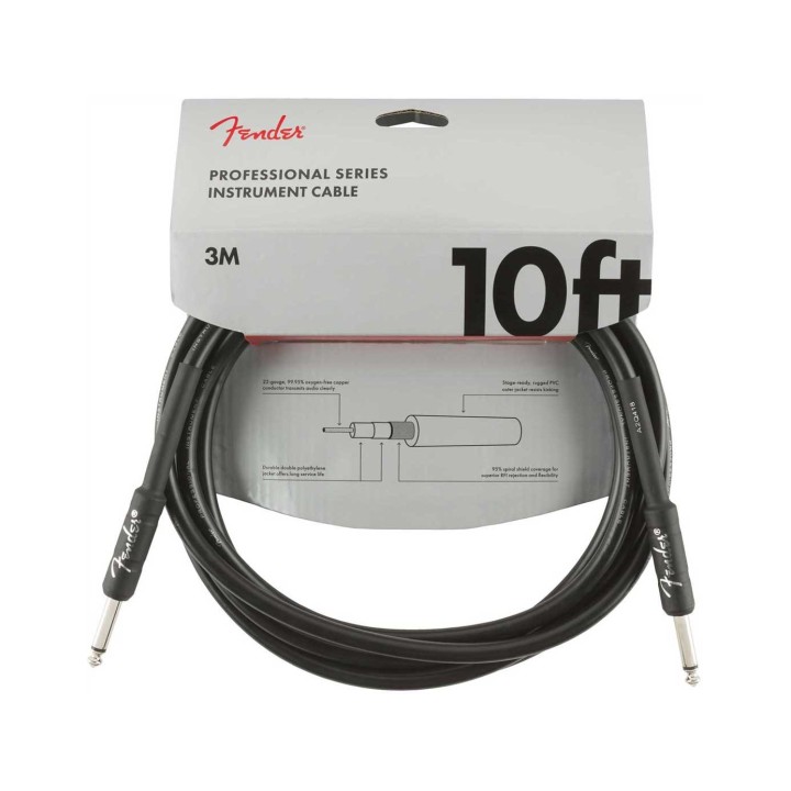Fender 10ft Professional Series Instrument Cable, Black