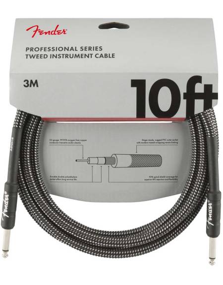 Fender 10ft Professional Series Instrument Cable, Gray Tweed