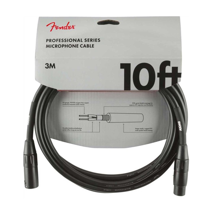 Fender 10ft Professional Series Microphone Cable, Black