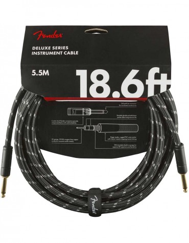 Fender 18.6ft Deluxe Series Instrument Cable, Black Tweed