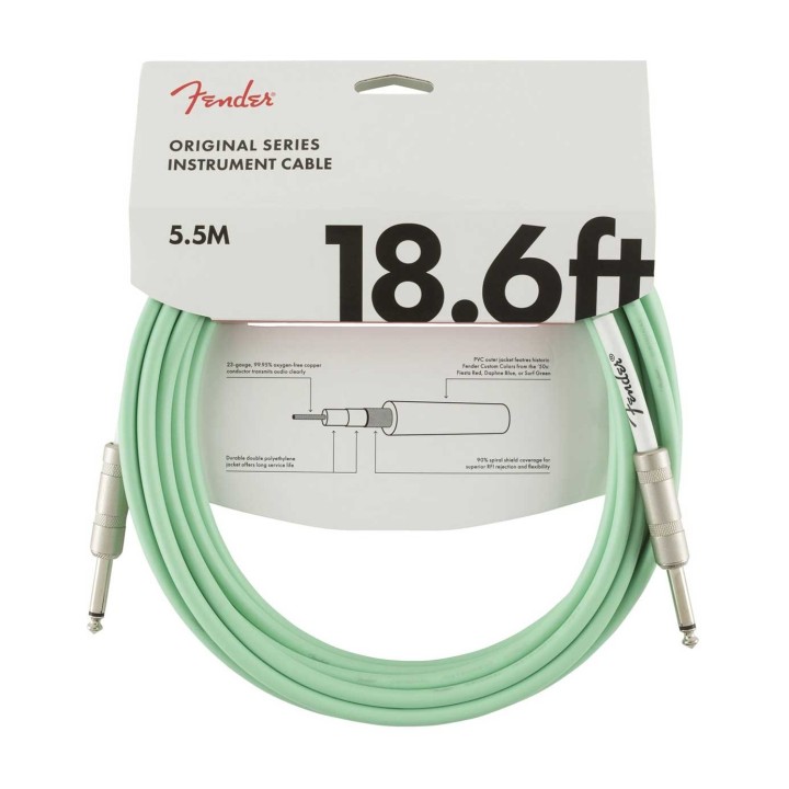 Fender 18.6ft Original Series Instrument Cables, Surf Green