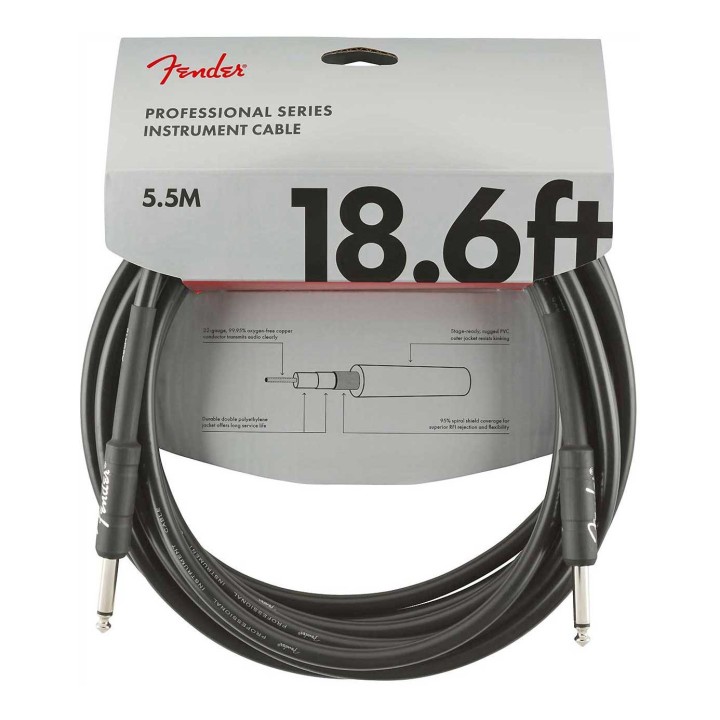 Fender 18.6ft Professional Series Instrument Cable, Black