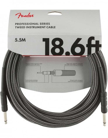 Fender 18.6ft Professional Series Instrument Cable, Gray Tweed