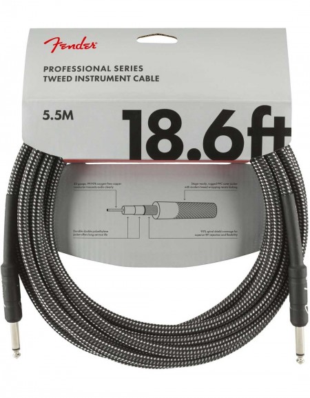 Fender 18.6ft Professional Series Instrument Cable, Gray Tweed
