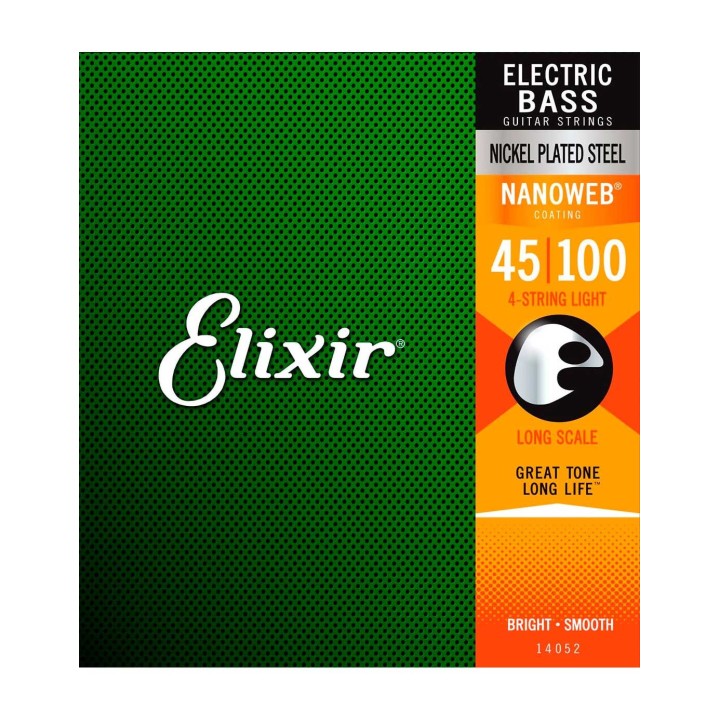 Elixir 14052, Nanoweb Long Scale (.045-.100) Bass Strings