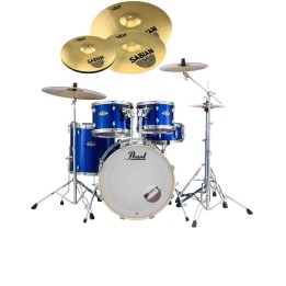 Pearl Export EXX, EXX705NBR/C717, 5-Piece Drum Set with Hardware and Sabian SBr Cymbals Set, High Voltage Blue