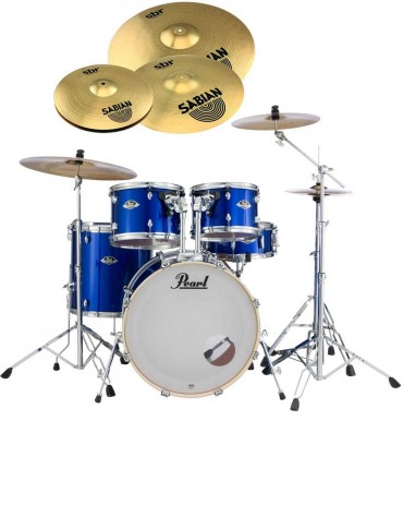 Pearl Export EXX, EXX705NBR/C717, 5-Piece Drum Set with Hardware and Sabian SBr Cymbals Set, High Voltage Blue