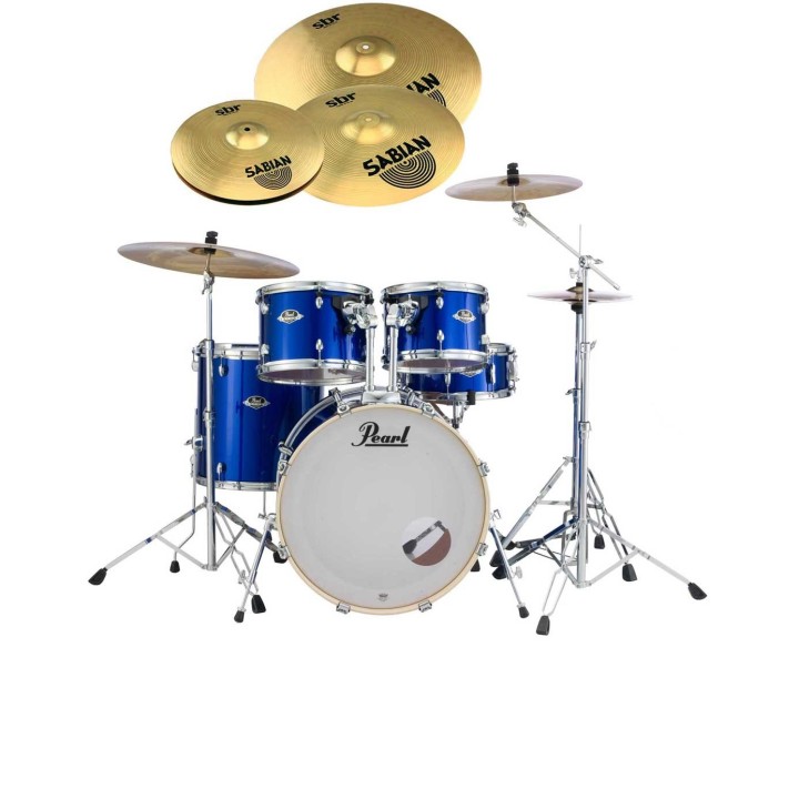 Pearl Export EXX, EXX705NBR/C717, 5-Piece Drum Set with Hardware and Sabian SBr Cymbals Set, High Voltage Blue