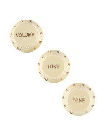 Fender Stratocaster® Knobs, Aged White (Volume, Tone, Tone) (3)