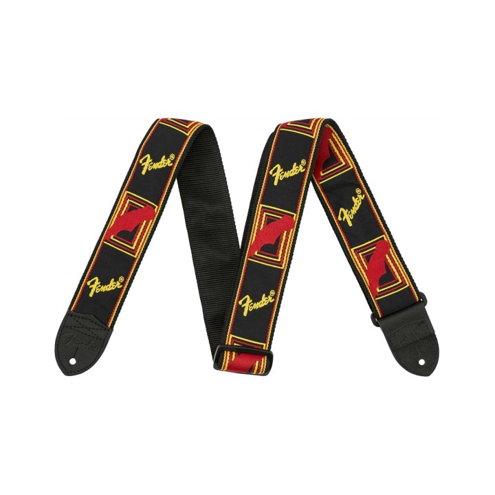 Fender® 2” Monogrammed Straps, Black/Yellow/Red