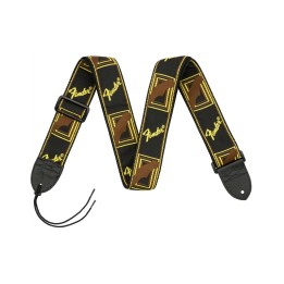Fender® 2” Monogrammed Straps, Black/Yellow/Brown