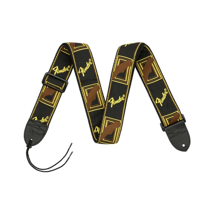 Fender® 2” Monogrammed Straps, Black/Yellow/Brown