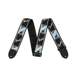 Fender® 2” Monogrammed Straps, Black/Light Grey/Blue