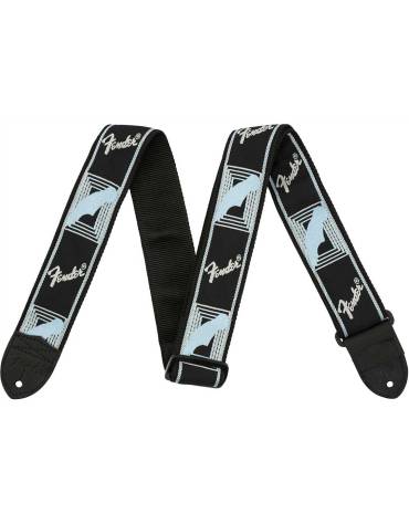 Fender® 2” Monogrammed Straps, Black/Light Grey/Blue