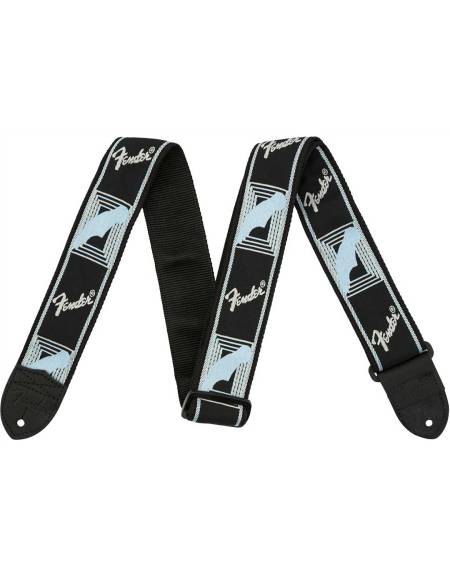 Fender® 2” Monogrammed Straps, Black/Light Grey/Blue