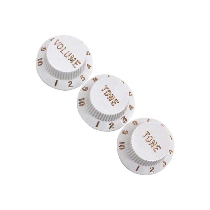Fender Stratocaster® Knobs, White (Volume, Tone, Tone) (3)