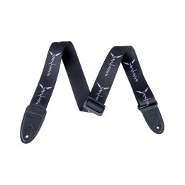 Gretsch Wing Logo Pattern Strap, Black with Gray Logos