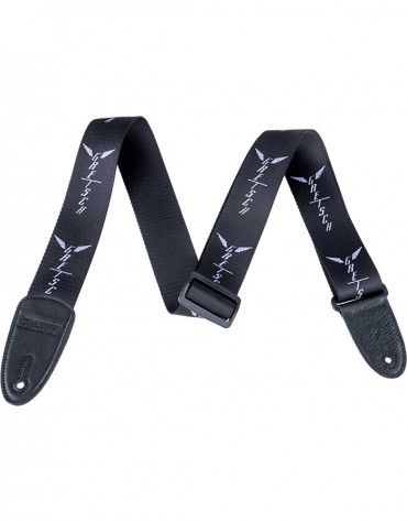 Gretsch Wing Logo Pattern Strap, Black with Gray Logos