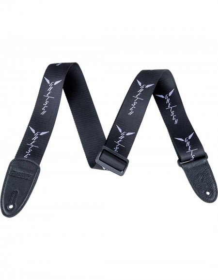 Gretsch Wing Logo Pattern Strap, Black with Gray Logos