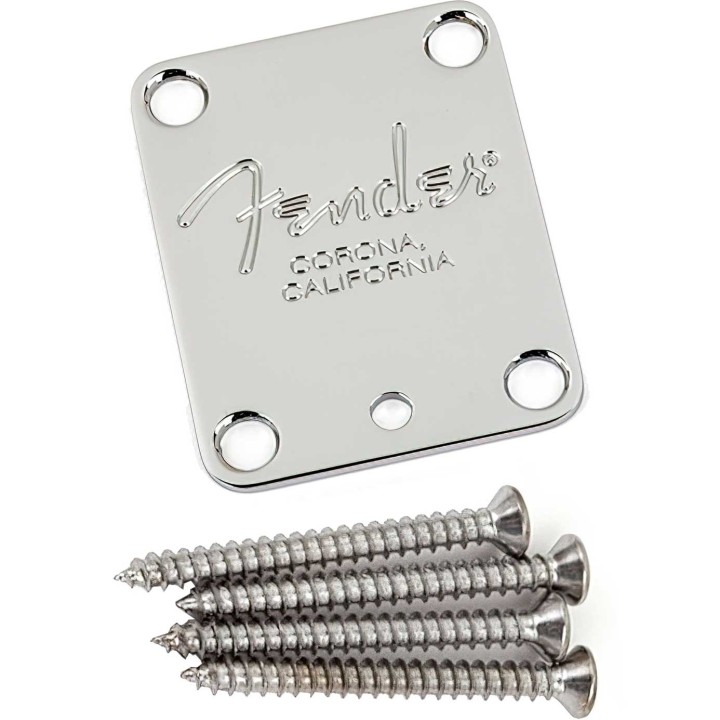 Fender  4-Bolt American Series Guitar Neck Plate with "Fender Corona" Stamp