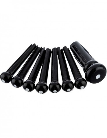 Fender Acoustic Bridge Pin Sets, Black with White Dot (7)