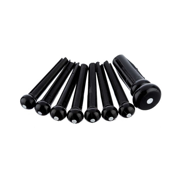 Fender Acoustic Bridge Pin Sets, Black with White Dot (7)