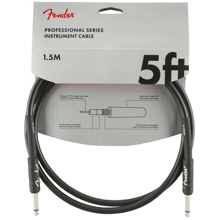Fender 5ft Professional Series Instrument Cable, Black