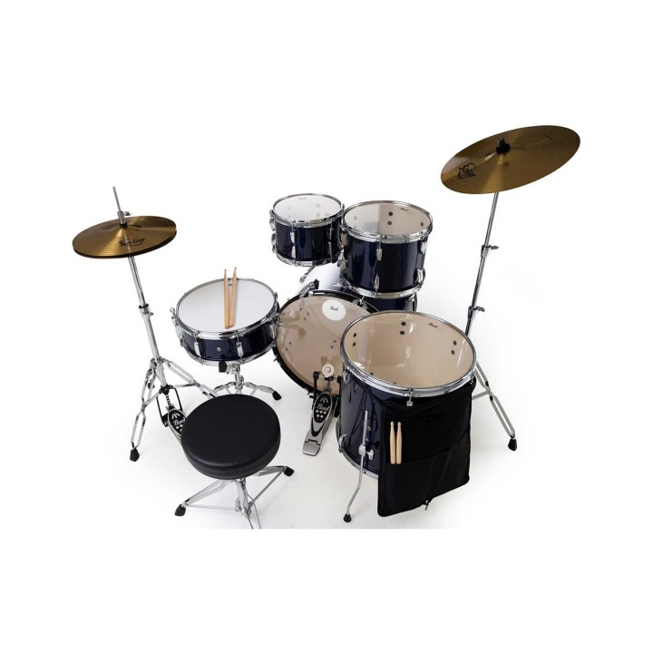 Pearl Road Show RS525SC/C743, 5-Piece Drum Set with Hardware and Sabian Cymbals Set, Royal Blue Metallic