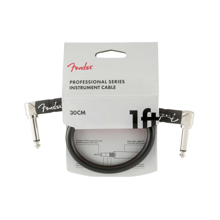 Fender 1ft Professional Series Instrument Cable Angle/Angle, Black