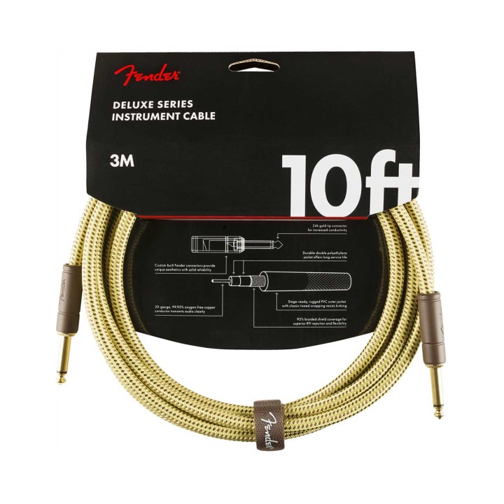 Fender 10ft Deluxe Series Tweed Instrument Cable, Tweed