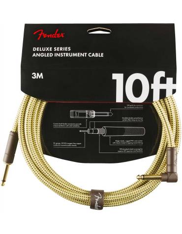 Fender 10ft Deluxe Series Tweed Instrument Cable Angle, Tweed