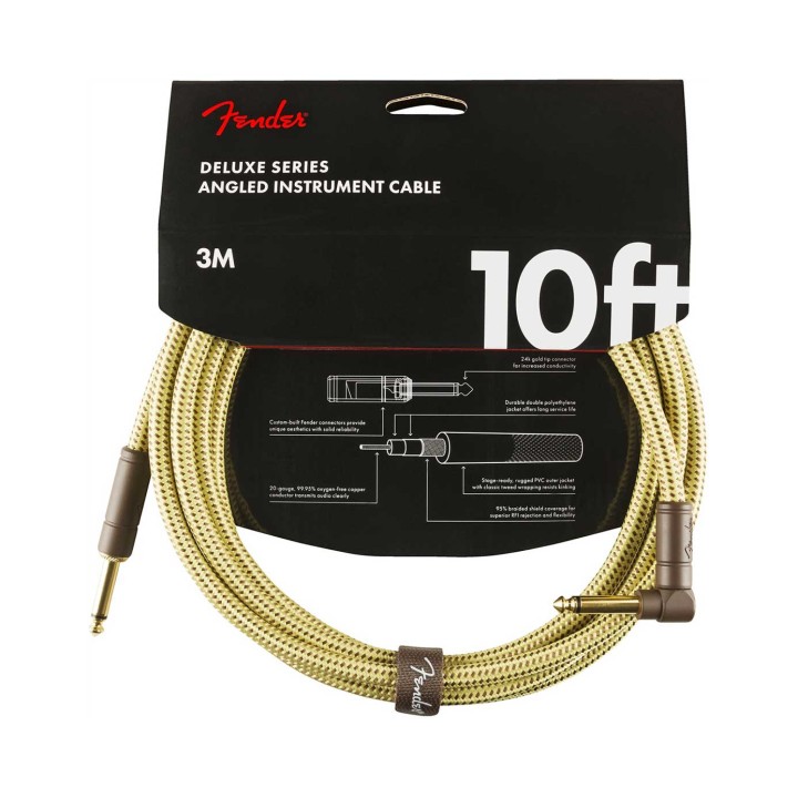 Fender 10ft Deluxe Series Tweed Instrument Cable Angle, Tweed