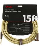 Fender 15ft Deluxe Series Instrument Cable Angle, Tweed