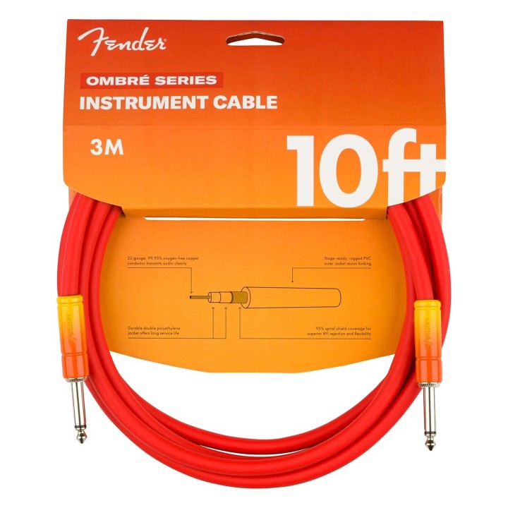 Fender 10ft Ombré Instrument Cable, Tequila Sunrise
