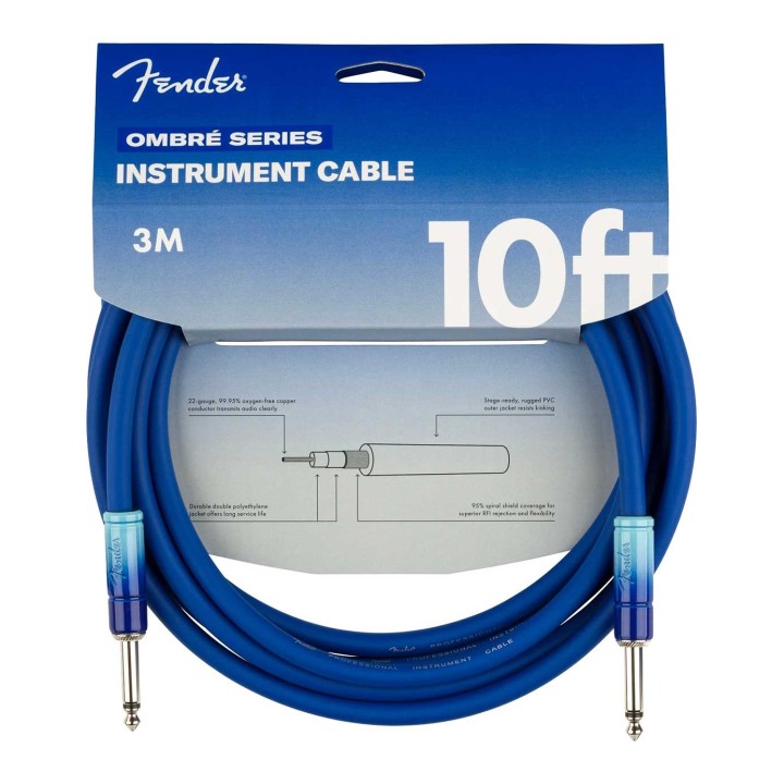 Fender 10ft Ombré Instrument Cable, Belair Blue