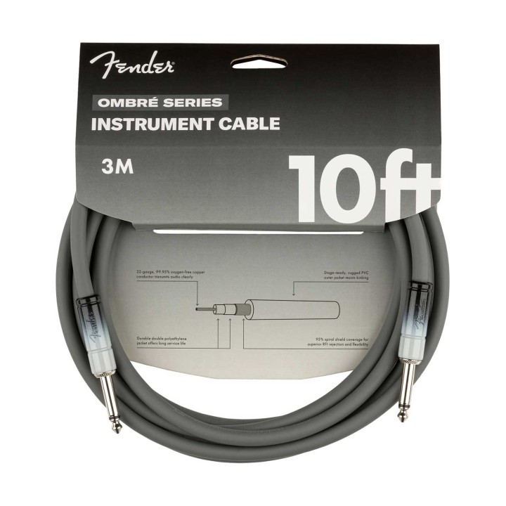 Fender 10ft Ombré Instrument Cable, Silver Smoke