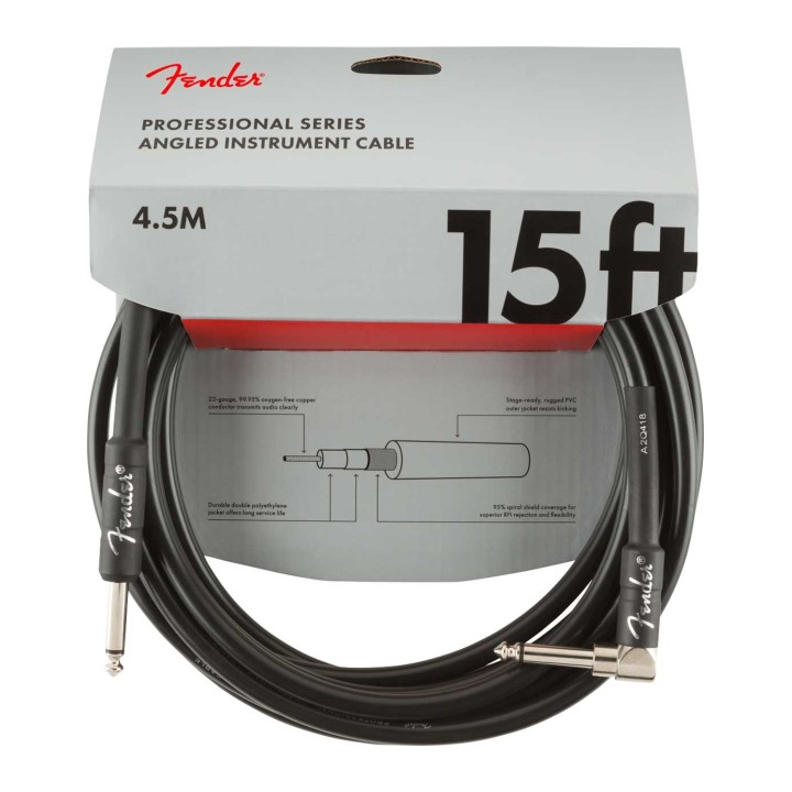 Fender 15ft Professional Series Instrument Cable Angle, Black