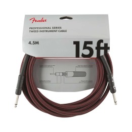Fender 15ft Professional Series Tweed Instrument Cable, Red Tweed