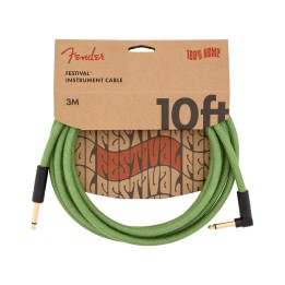 Fender 10ft Festival Hemp Instrument Cable Angle, Green