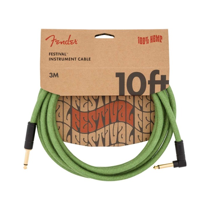 Fender 10ft Festival Hemp Instrument Cable Angle, Green