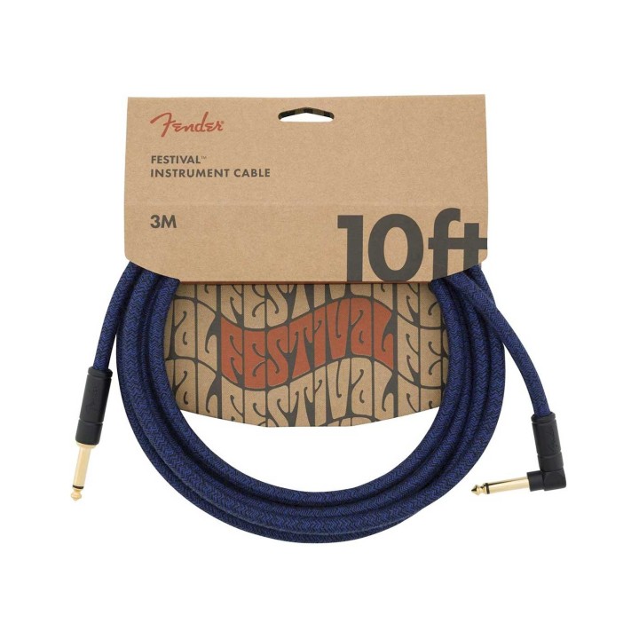 Fender 10ft Festival Hemp Instrument Cable Angle, Blue Dream