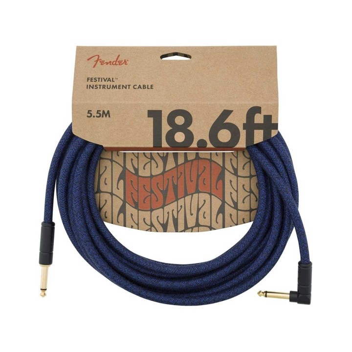 Fender 18.6ft Festival Hemp Instrument Cable Angle, Blue Dream