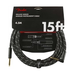 Fender 15ft Deluxe Series Instrument Cable Angle, Black Tweed