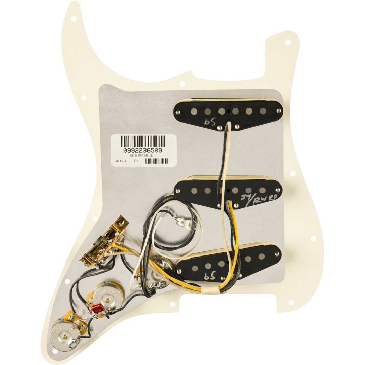 Fender Pre-Wired Strat® Pickguard, Pure Vintage '59 w/RWRP Midde, Parchment