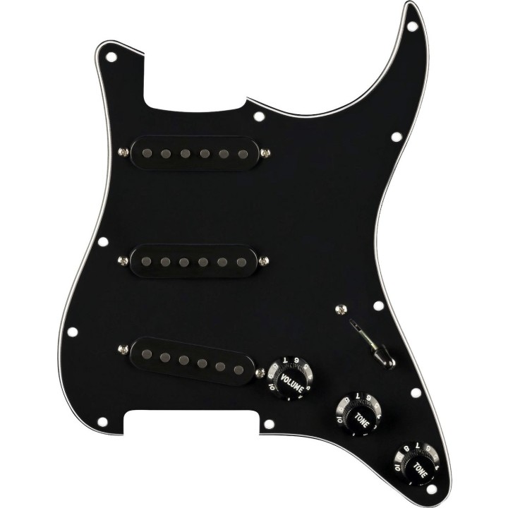 Fender Pre-Wired Strat Pickguard Pure Vintage '65 w/ Reverse Wound Middle Pickup 11 Hole Black