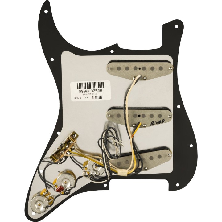 Fender Pre-Wired Strat Pickguard Pure Vintage '65 w/ Reverse Wound Middle Pickup 11 Hole Black