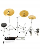 Pearl Road Show RS525BC/C31, 5-Piece Drum Set with Hardware and Sabian Solar 3 - Cymbals Set, Jet Black