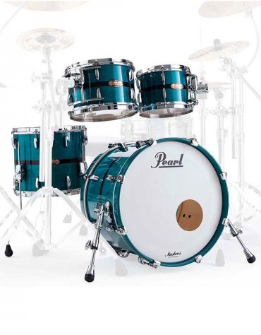 Pearl Masters Maple Reserve MRV904XEP/C850, 4-Piece Shell Set, Aqua Turquoise Stripe